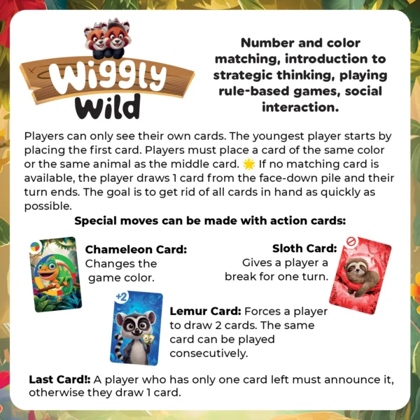 Wiggly Wild, Color and Number Matching Card Game (Ages 3-6) - Image 5